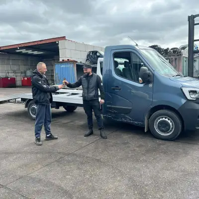 Jamie is handing over the keys to Lukasz's new recovery truck.: Click Here To View Larger Image
